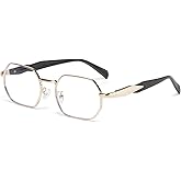 LJCZKA Hexagon Blue Light Blocking Glasses for Women Men Octagon Metal Frame Classic Computer Anti Eyestrain Eyeglasses