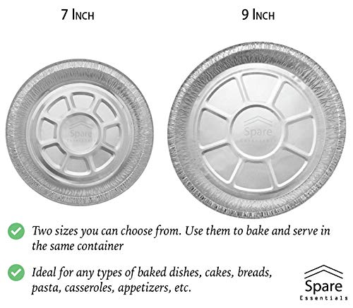 45 Pack - 9 Inch Round Aluminum Pans, with Clear Plastic Lids. Round Tins for Baking and Food Transport. Round Foil Pans. Pie Tins Perfect for Pies, Quiche, Nachos and Pastries by Spare Essentials - Thumbnail 4