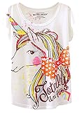 Futurino Women's Summer Colorful Bow Tie Unicorn Print Short Sleeve T-shirt Tops