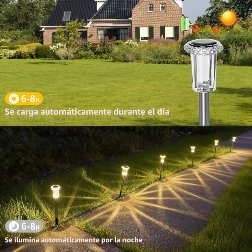 sylvwin LED Solar Garden Lights, Solar Lights Outdoor Garden, 10 Pack Warm White Solar Garden Lights, IP44 Waterproof for Lawn, Outdoor, Garden and Yard