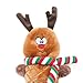 ZippyPaws - Jigglerz Holiday Tough No Stuffing Squeaky Plush Dog Toy with Crinkle Head and Tail - Reindeer