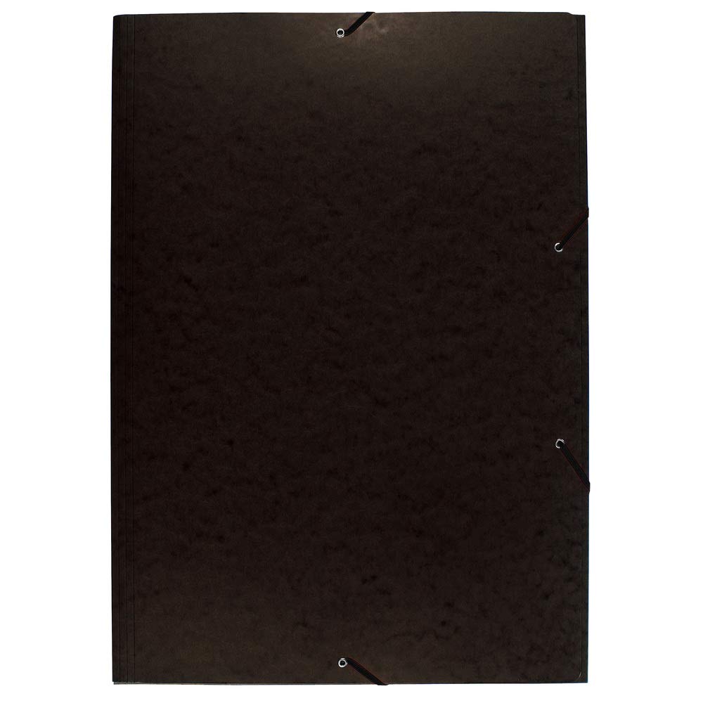 Exacompta - Ref 59651E - Elasticated 3-Flap Folder - Suitable for A2 Documents, 600gsm Gloosy-Coated Card, Suitable for Transporting Sketches & Artwork - Black