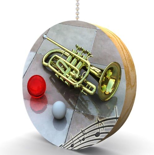 Trumpet and Music Notes Hardwood Oak Fan/Light Pull