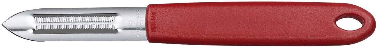 Victorinox Universalschäler mit Zackenschliffklinge, Zweischneidig, Rostfrei, Edelstahl, Spülmaschinengeeignet, rot