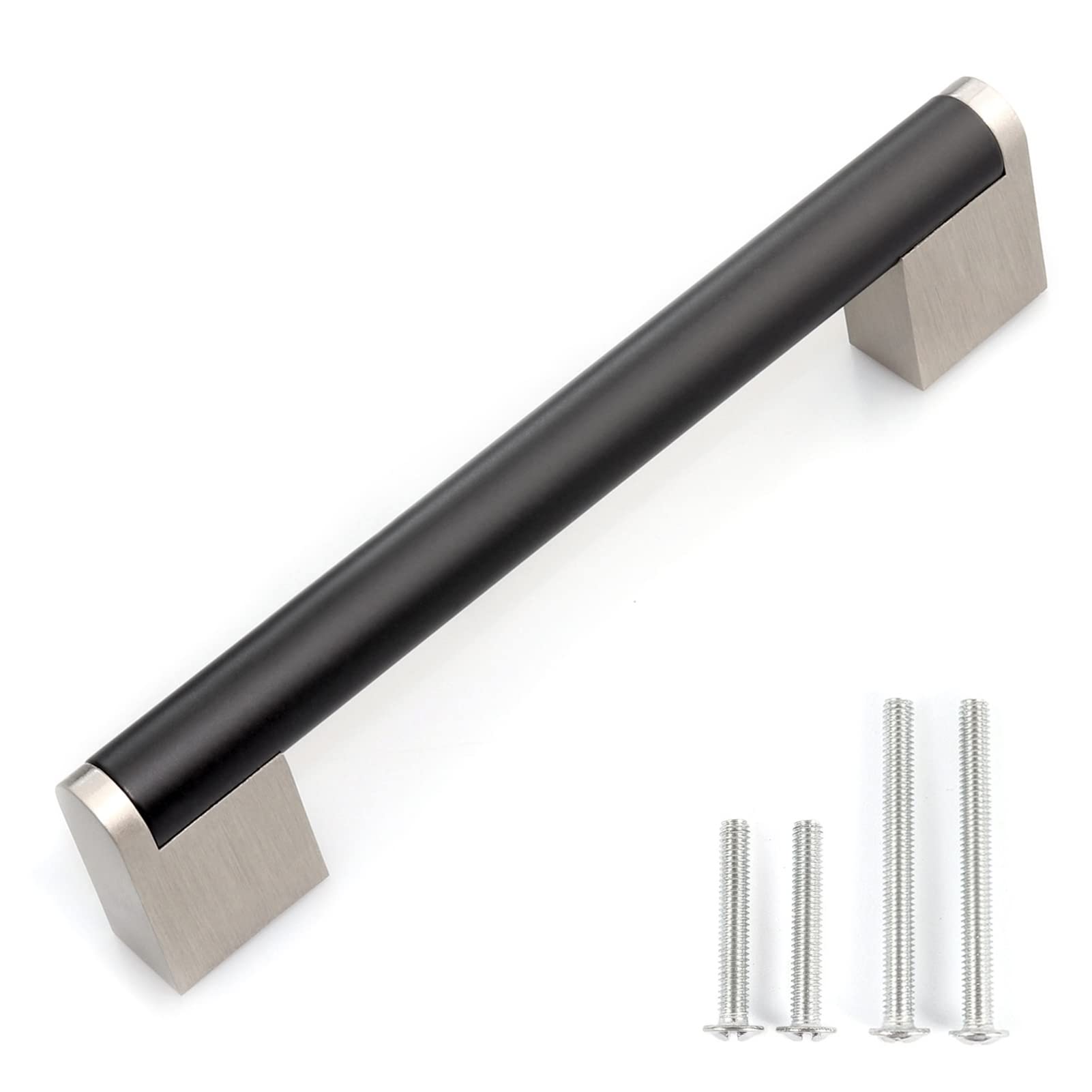 FULGENTE 10 Pack Matte Black Brushed Cabinet Handle 6-1/5 Inches Stainless Steel Drawer Pulls for Kitchen Bathroom Cupboard Door Handles Furniture Pull Hardware Hole Spacing: 6-1/5" (160mm) Flat Black