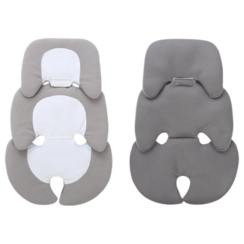 Universal Baby Stroller Seat Cushion Infant Seat Insert Into Head Body Support Soft Comfortable Pushchair Seat Liner Warm and Thick-Filled Baby Safety Seat Cushion for Pram (Gray and White)
