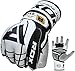 RDX MMA Gloves for Grappling Martial Arts Training, Approved by SMMAF, Open Palm Cowhide Leather With Adjustable Wrist Straps, Gel Sparring Mitts for Muay Thai Combat Punching Kickboxing Cage Fighting