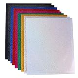 9PCS Glitter Heat Transfer Vinyl Sheets 9 - Colors Iron On PU HTV Sheets for T-Shirt Silhouette Cameo Cricut Machines Craft Cutters 12 by 10 Inches