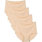 DingLu 4 Pack Women's Seamless Invisible Hipster Panties High Waist No Show Ladies Bikini Underwear,Also for Mom