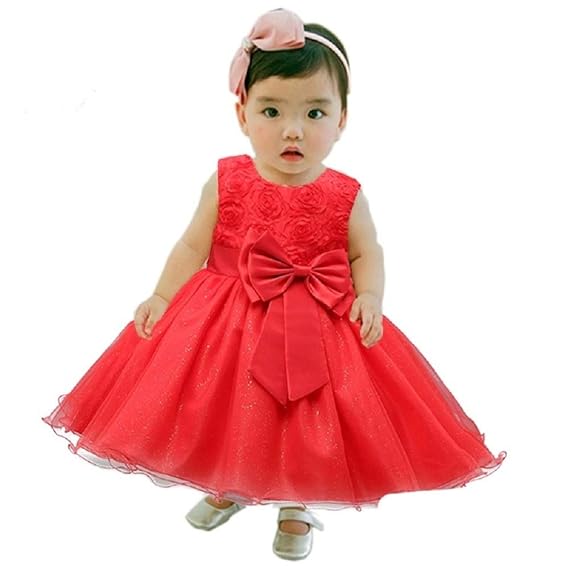 red rose dress for baby girl