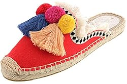 U-lite Women's Comfort Red Tassel & Fluffy Ball