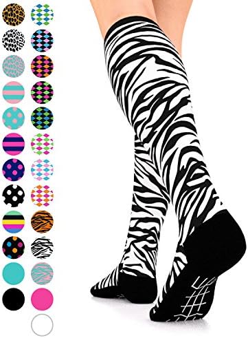 Go2 COMPRESSION SOCKS Go2 Fashion Compression Socks for Men & Women 15-20 mmHg Athletic Running Socks for Nurses Travel Medical Graduated Nursing Compression Stocking Sport Sock (BlackWhiteZebra,S)