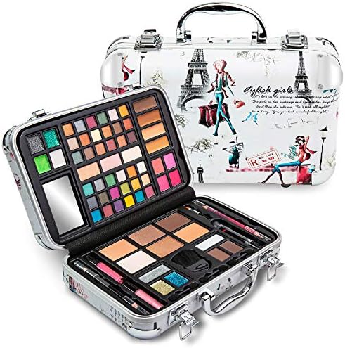 Vokai Makeup Kit Gift Set - Travel Case 41 Eye Shadows 4 Blushes 5 Bronzers 7 Body Glitters 1 Lip Liner Pencil 1 Eye Liner Pencil 2 Lip Gloss Wands 1 Lipstick 5 Concealers 1 Brow Wax 1 Mi
