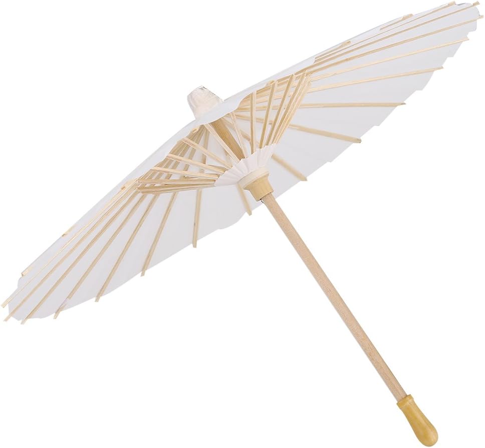 Paper Parasol Chinese/Japanese Decorative Umbrella White DIY Painting Decorative Umbrella Wedding Bridal Party Decor Photo Cosplay Prop(40CM)