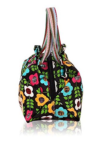 Ecokaki(TM) Canvas Lovely Printed Tote Ladies Handbag Lunch Bags Shopping Bag, Blue Flowers - Thumbnail 2