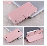 Lenovo A850 Silk Flip Leather Case for Lenovo A850 Wallet Pouch Skin Cover Phone Shell (Pink)
