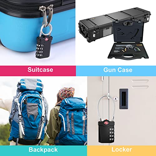 thumbnail image 2 of ZHEGE 2-Pack TSA Approved Luggage Locks With 80cm Cable | 3-Dial Combination Locks For Suitcases & Bags 2 of 12