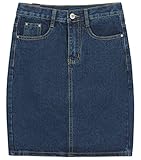chouyatou Women's Basic Five-Pocket Rugged Wear Denim Skirt with Slit