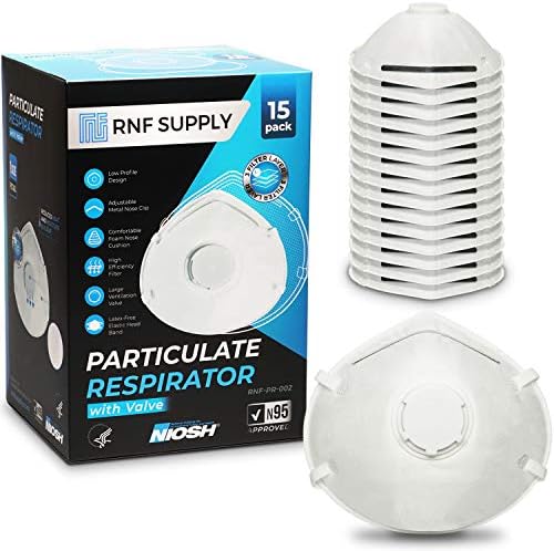 Disposable Dust Mask with Valve (15 Pack) - Latest Advanced (2019) N95 Particulate Breathing Respirator - 3 Powerful Smoke Protection Layers Filter 95% of Smog, Fiberglass, Coal, Dander, Mold, Pollen