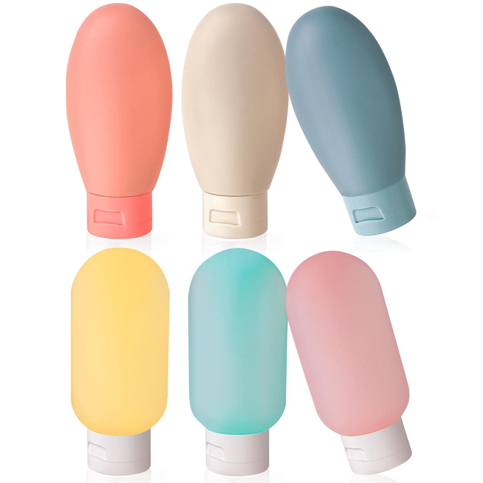 GWAWG 6 Pack 60ml Travel Bottles Set, Portable Travel Containers Set LeakProof Refillable Squeezable for Shampoo, Conditioner and Toiletries