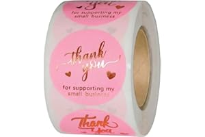 IBAKE 500 Pcs 1.5 Inch Pink and Rose Gold Thank You Stickers for Small Business, Small Business Packaging, Self-Adhesive & Waterproof Stickers with Beautiful Designs, Strong and Durable Envelope Seals