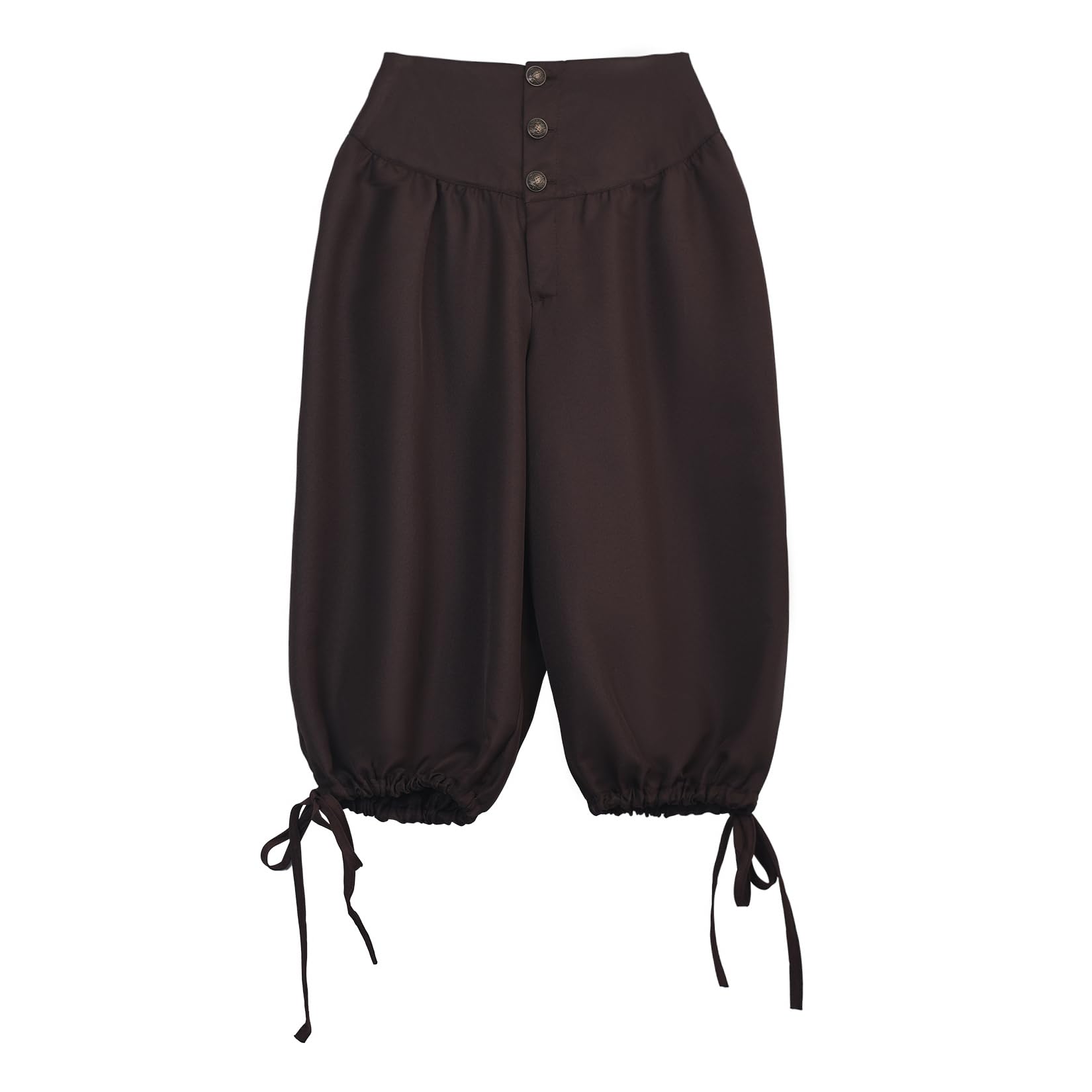 BPURB Men's Renaissance Colonial Pants Medieval Viking Trousers Pirate Cosplay Costume Breeches Summer Shorts Brown