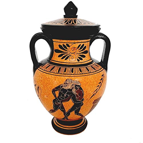 Greek Vase Amphora 19cm,shows Ancient Olympics themes Handmade