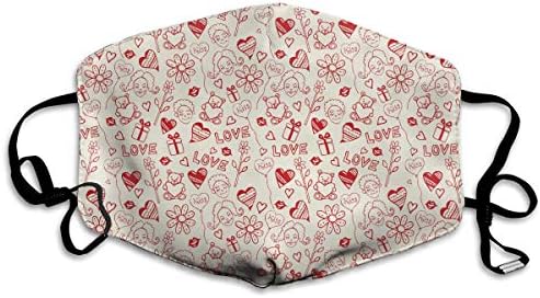 Risating Face Masks Anti-Dust Mouth Cover Great Cute Heart Kiss Background Washable and Reusable Mask Warm Windproof for Women Men Boys Girls Kids