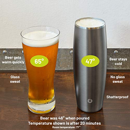 SNOWFOX Everyday Collection Insulated Stainless Steel Beer Glass with
