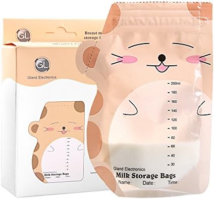 GL BPA Free Breast Milk Storage Bags 60 Count,Pack of 2,200ml Capacity Desinfected No Smell,Can Mark Date and Time