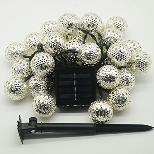 FREE HOME Solar Outdoor Globe Lamp String,Christmas Tree Lights, 17ft,30LED Monaco Round Ball Lamp String,LED Solar Lamp String, Festive Lantern String, Energy-Saving Lamp String (30)