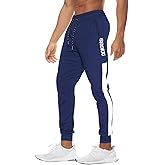 BROKIG Men's Streaks Vent Gym Workout Joggers Pants,Athletic Casual Side Mesh Jogging Sweatpants with Zip Pockets