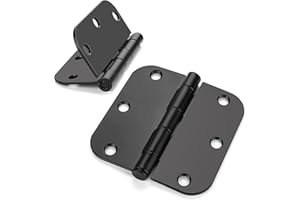 Haidms 48 Pack Matte Black Door Hinges No Squeak 3.5 Inch Interior Door Hinges Rounded with 5/8" Radius Corner Removable Pin