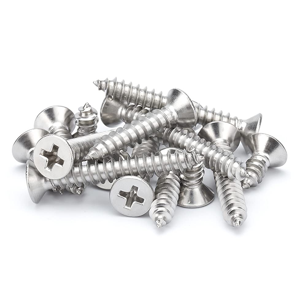 ANSIEDIO Wood Screws Phillips Flat Head Screws Self Tapping Screws, Stainless Steel Countersunk Screws,M4×40mm,50 pcs