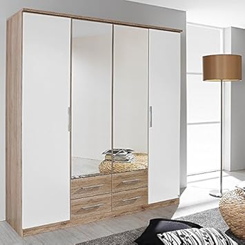 Grau 4 Turen B 181 Cm Eiche Sanremo Hell Schrank Drehturenschrank Wascheschrank Kinderzimmer Jugendzimmer Kleiderschrank Weiss Kinderzimmer Kleiderschranke