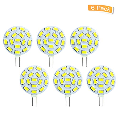 LXcom 2.5W G4 LED Light Bulbs AC/DC 12V G4 Landscape LED Bulb(6 Pack)- 25W Halogen Bulb Equivalent Daylight White 6000K JC T3 G4 LED Bulb Lamp for Ceiling Recessed Puck