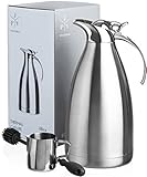 Stainless Steel Coffee Carafe by JPVictoria 68 oz Insulated Thermal Thermos with Bottle Brush and 5 oz Milk Pitcher (3 Piece Set)