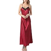 Lu's Chic Women's Satin Nightgown Spaghetti Strap Slip Nightdress Chemise Negligee Lingerie