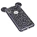 iPhone X Case, Umiko(TM) Lovely Cute Animal 3D Glitter Bling Rhinestone Disney Mickey Mouse Ears Sparkly Diamond Soft TPU Rubber Case with Strap for Apple iPhone X, Black