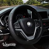 Valleycomfy Microfiber Leather Steering Wheel Covers Universal 15 inch (Black)
