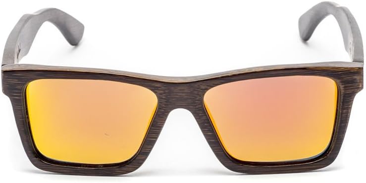 Coffee Brown Wood Bamboo Sunglasses x Fire Lens