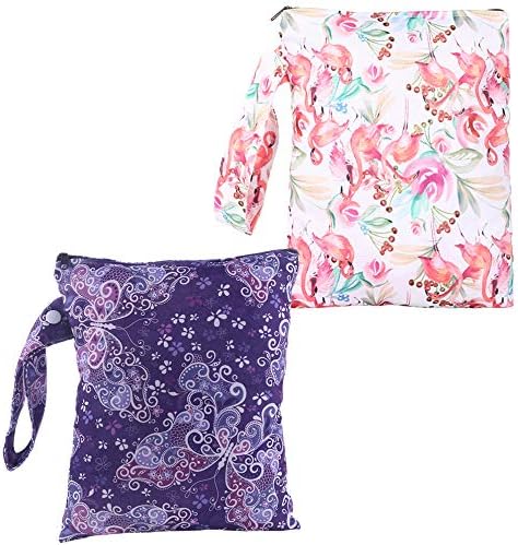 Simfamily 2 Pack Reusable Waterproof Cloth Diaper Wet Bag with Zipper (Color NO6)