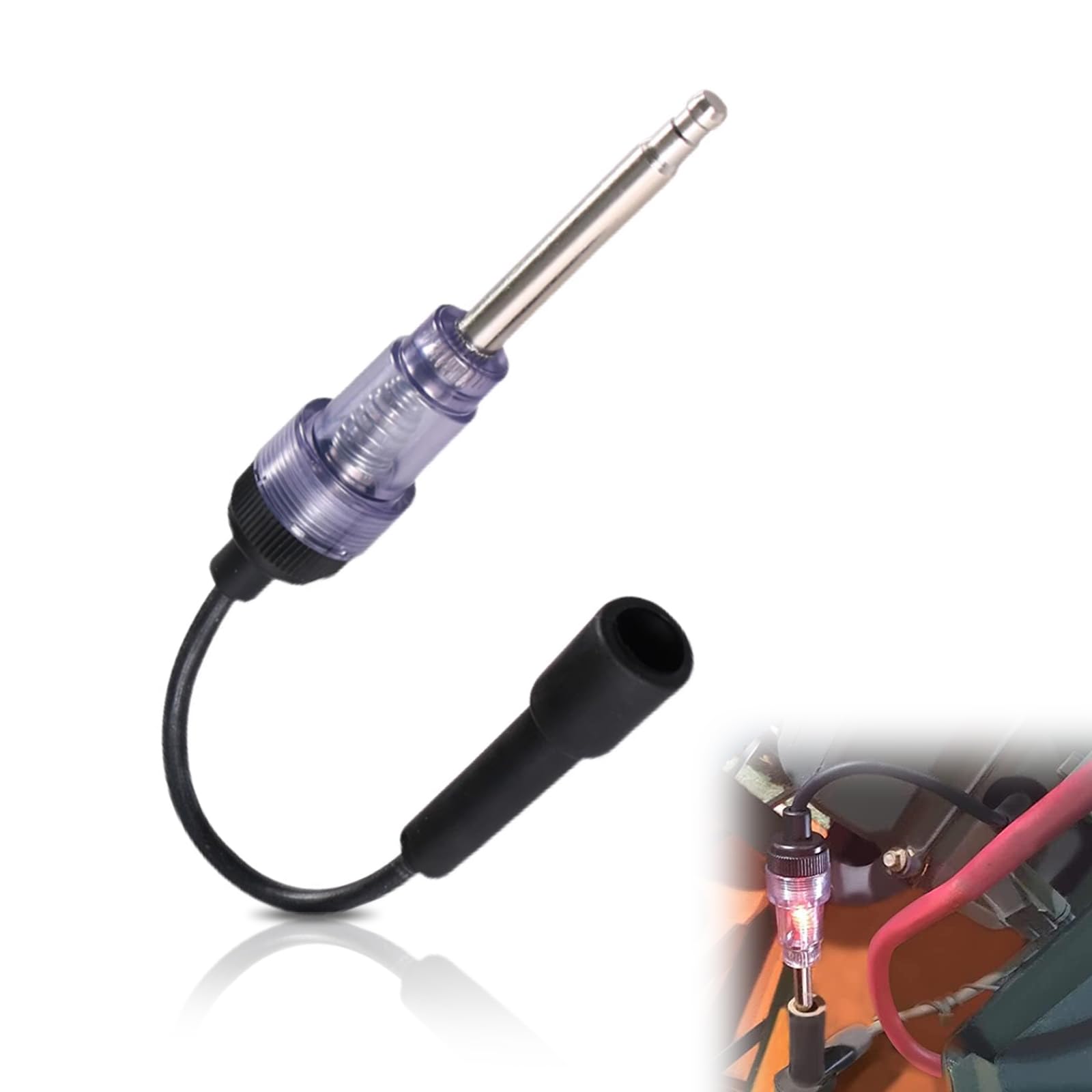 Photo 1 of gunhunt Pack-1 Spark Plug Tester, Boot Engine Ignition Tester, Armature Diagnostic Detector, Universal for Automobile, Motorcycle, Lawn Mower Internal and External Engines (Silver)