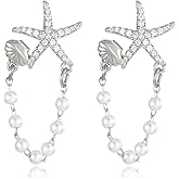 Starfish Pearl Earrings Starfish Drop Dangle Earrings Starfish Earrings for Women Summer Theme Earrings Beach Chic Women Gift Ocean Jewelry