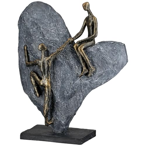 Casablanca Heart of Stone sculpture - resin - heart and couple motif - antique finish - bronze/grey - height 30 cm x width 24 cm