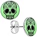 Body Candy Stainless Steel Sugar Skull Glow in the Dark Stud Earrings