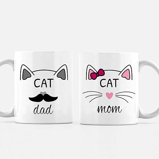 cat mom cat dad mug set