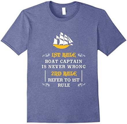 Men's Funny Rules Of Boat Captain T-shirt Sailor Fathers Day Gift Large Heather Blue