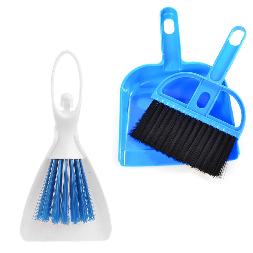 PIVBY Mini Hand Broom and Dustpan Sand Scooper Set Cage Cleaner for Guinea Pigs, Cats, Hedgehogs, Hamsters, Chinchillas, Rabbits, Reptiles, and Other Small Animals 2 Pack