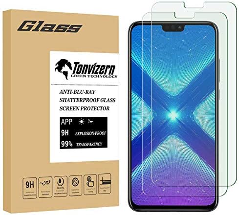 [2-Pack] Tonvizern Compatible for Huawei Honor 8X Tempered Glass Screen Protector,0.26mm 9H Hardness Glass Screen Protector